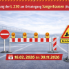 Vollsperrung der L 230 am Ortseingang Sangerhausen (Kupferhütte)