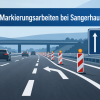 A38: Markierungsarbeiten bei Sangerhausen-Süd